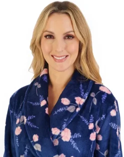 Floral Flannel Fleece 46" Shawl Collar Wrap HC06313