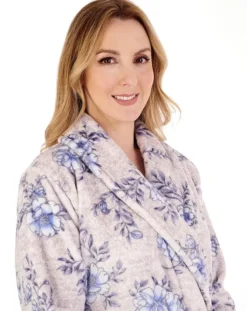 Floral Flannel Fleece 46" Wrap Housecoat HC88313