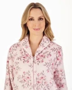 Floral Flannel Fleece 46" Zip Front Housecoat HC04312