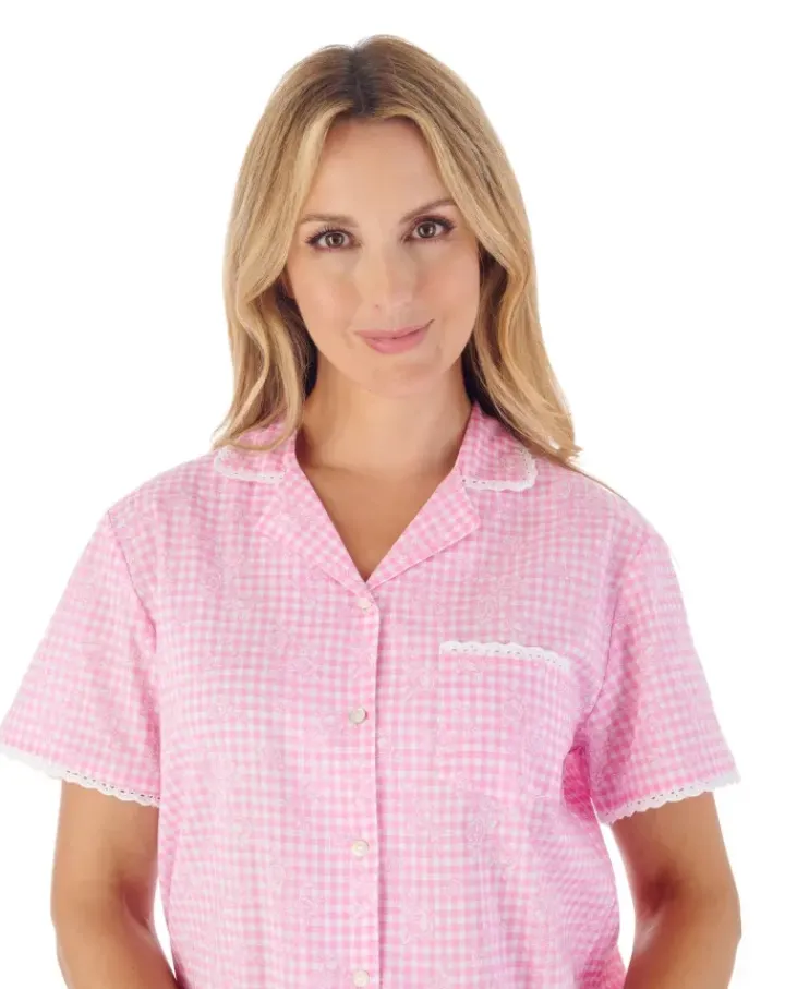 Floral Gingham Print Tailored Woven Pyjama PJ03213