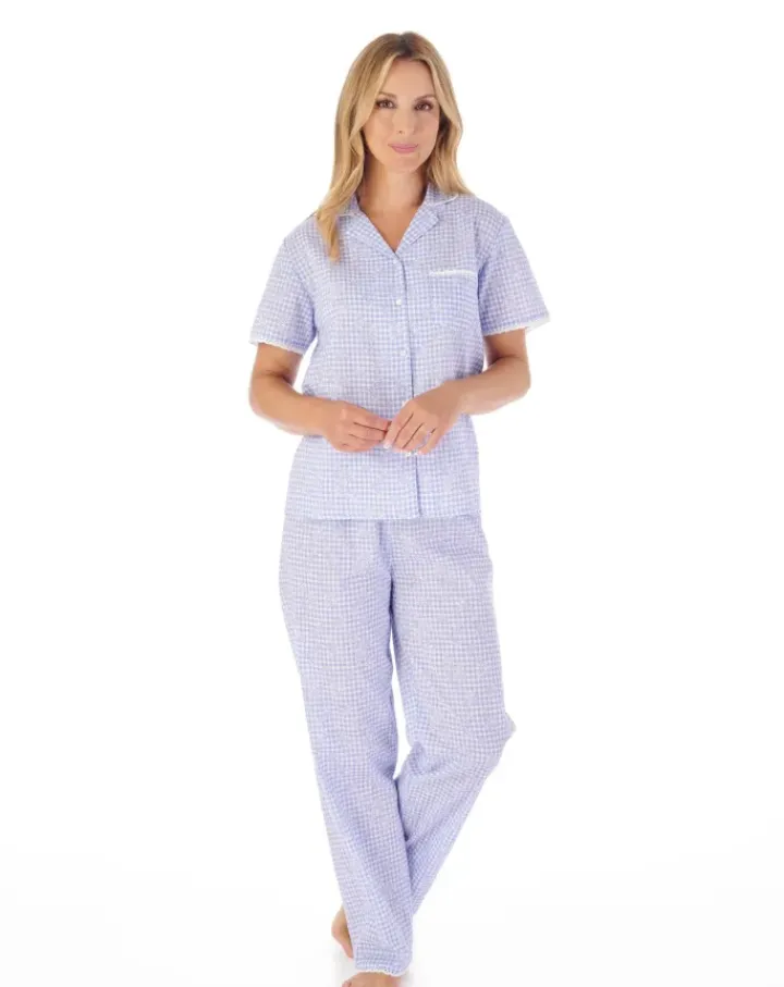 Floral Gingham Print Tailored Woven Pyjama PJ03213
