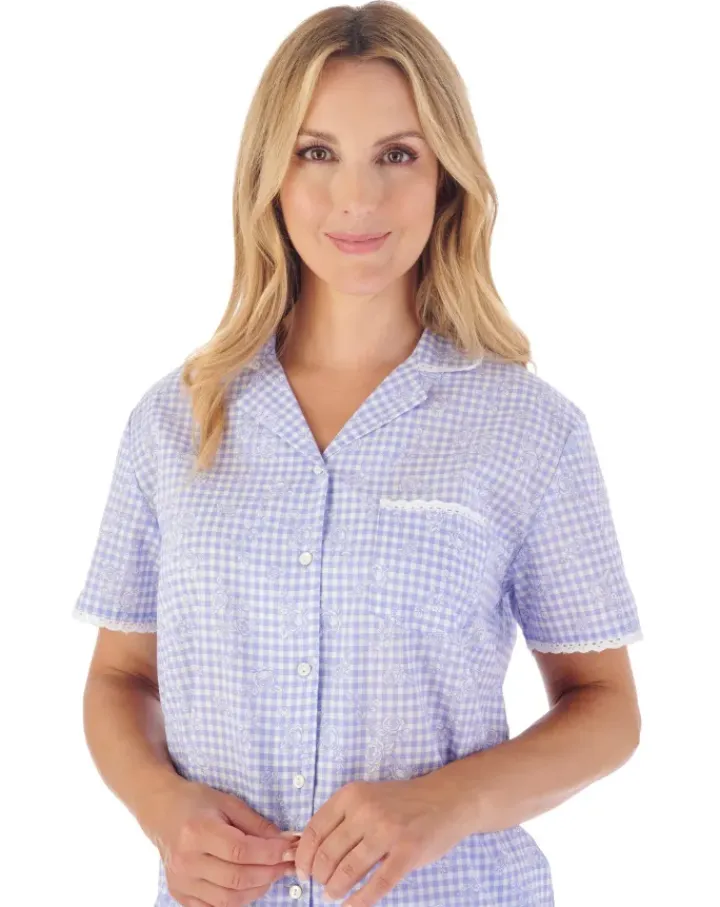Floral Gingham Print Tailored Woven Pyjama PJ03213