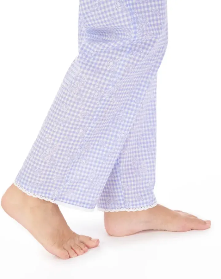 Floral Gingham Print Tailored Woven Pyjama PJ03213