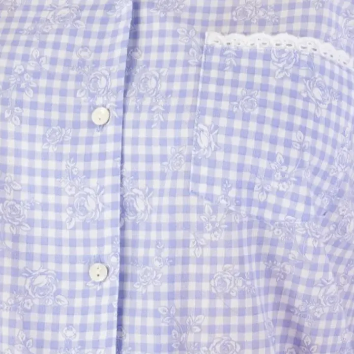 Floral Gingham Print Tailored Woven Pyjama PJ03213