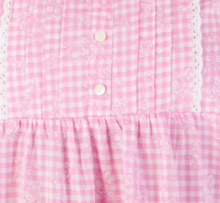 Floral Gingham Print 38" Woven Chemise ND03210