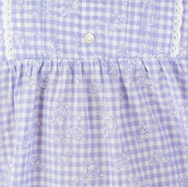 Floral Gingham Print 38" Woven Chemise ND03210