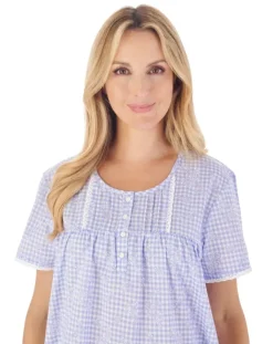 Floral Gingham Print 42" Woven Nightdress ND03212