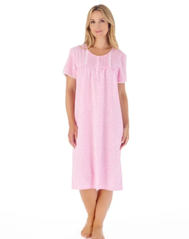 Floral Gingham Print 42" Woven Nightdress ND03212