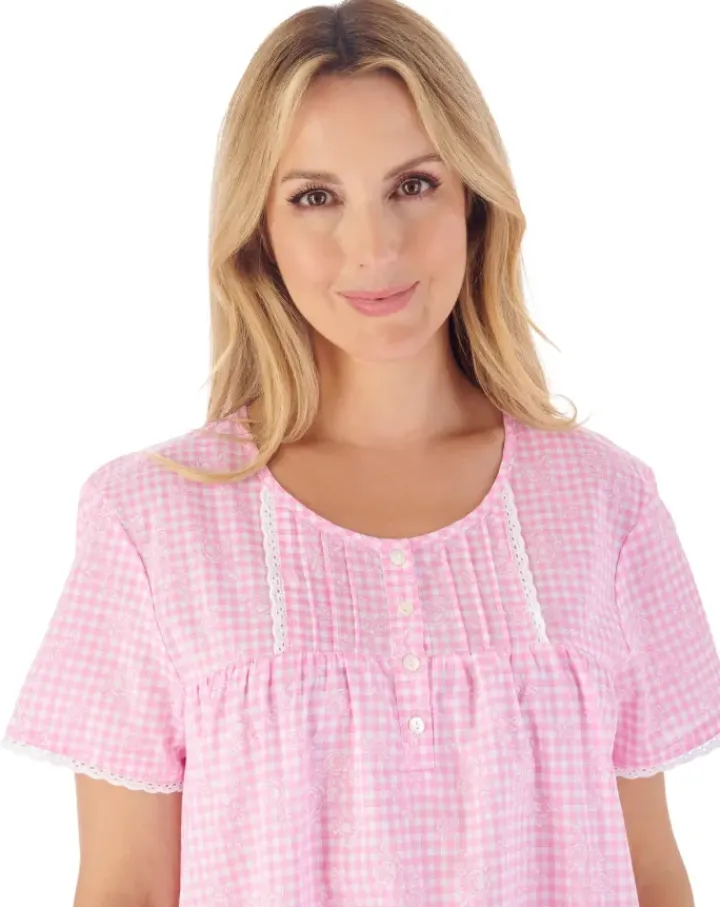 Floral Gingham Print 42" Woven Nightdress ND03212