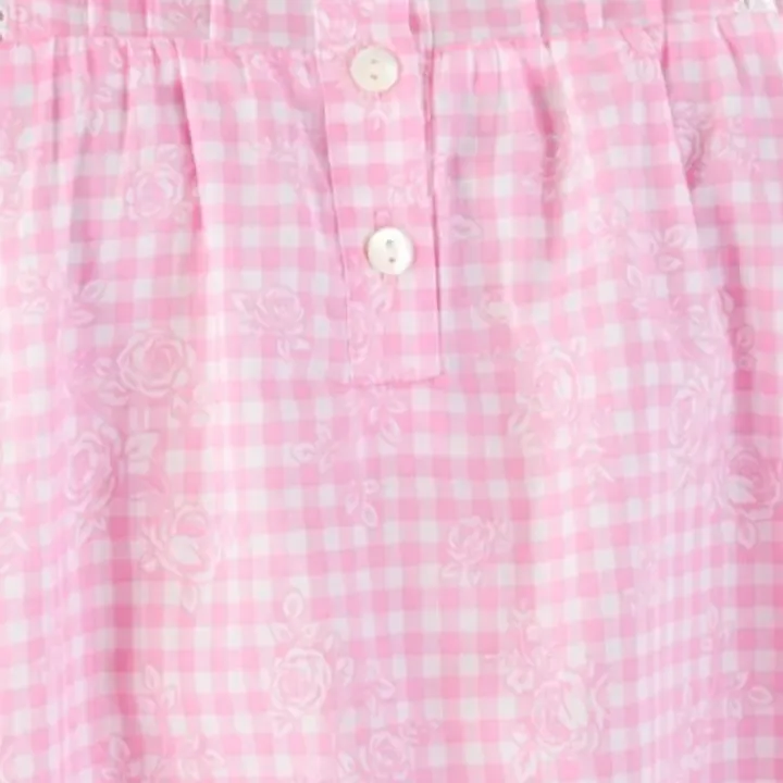 Floral Gingham Print 42" Woven Nightdress ND03212