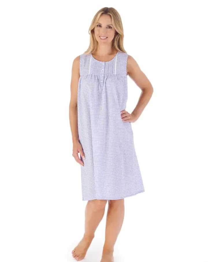 Floral Gingham Print 40" Woven Nightdress ND03211