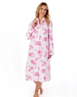 Floral Mock Quilt 45" Button Through Housecoat HC01316