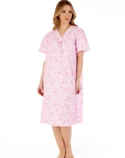 Floral Print Brushed 42" Open Back Woven Nightdress ND88204