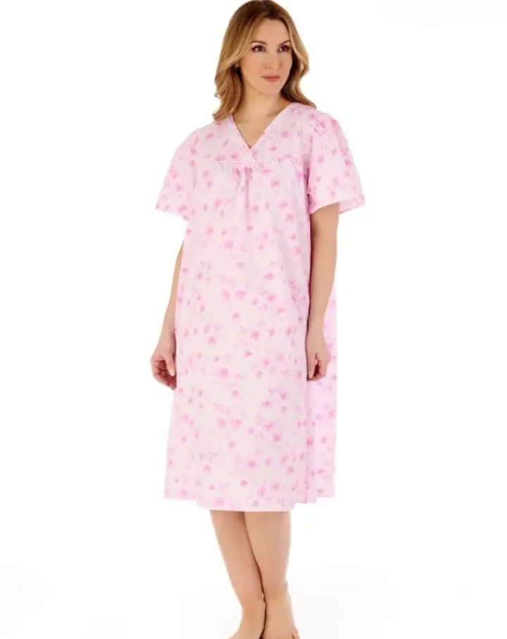 Floral Print Brushed 42" Open Back Woven Nightdress ND88204