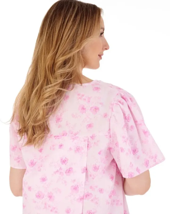 Floral Print Brushed 42" Open Back Woven Nightdress ND88204