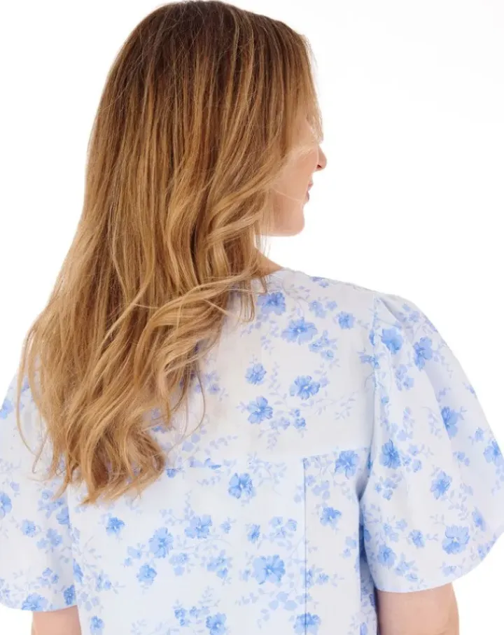 Floral Print Brushed 42" Open Back Woven Nightdress ND88204
