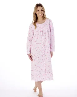 Floral Print 45" Button Through Woven Nightdress ND02202