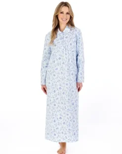 Floral Printed Luxury Flannel 51" Woven Nightdress ND04212