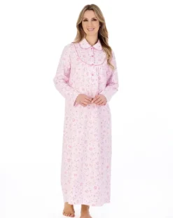 Floral Printed Luxury Flannel 51" Woven Nightdress ND04212
