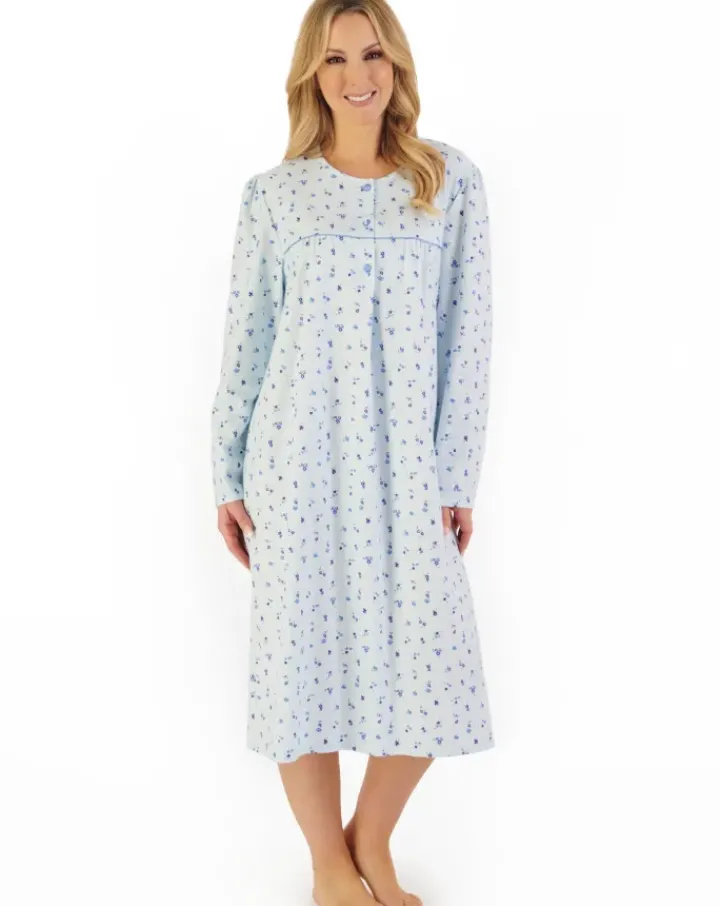 Floral Printed Luxury Flannel 43" Woven Nightdress ND06210