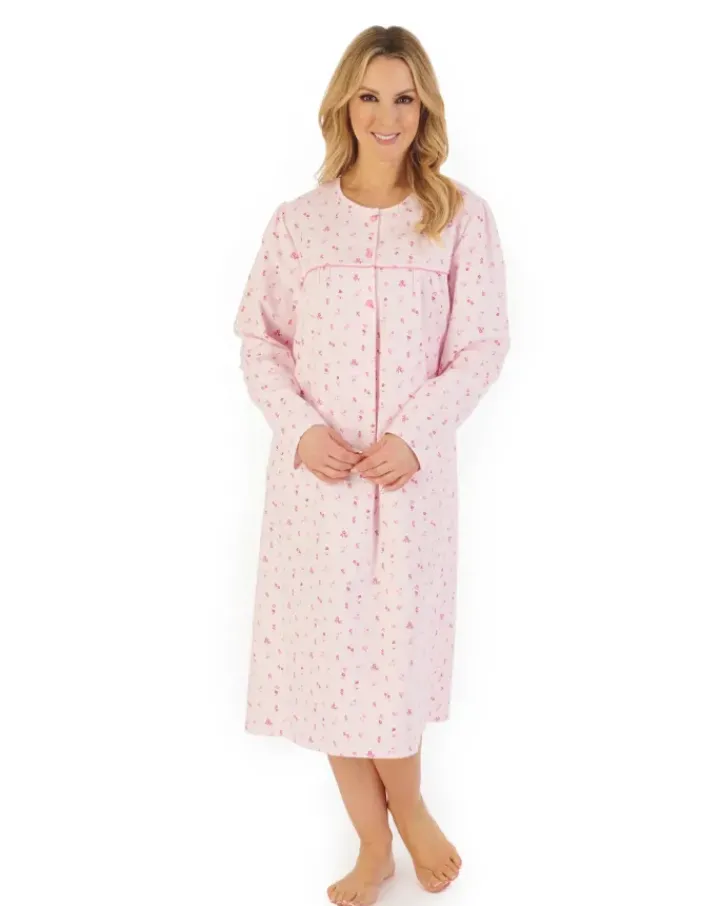 Floral Printed Luxury Flannel 43" Woven Nightdress ND06210