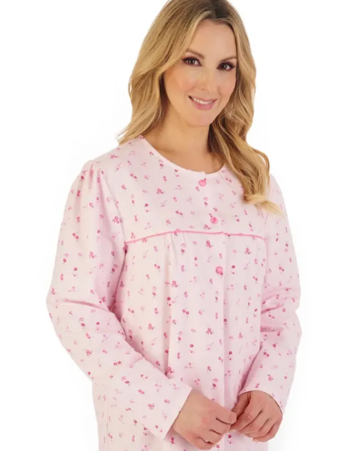 Floral Printed Luxury Flannel 43" Woven Nightdress ND06210