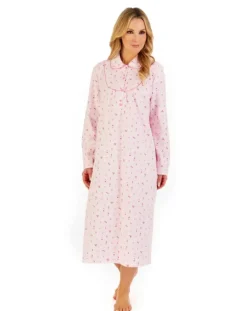 Floral Printed Luxury Flannel 45" Woven Nightdress ND06211