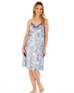 Floral Satin 38" Chemise GL02720