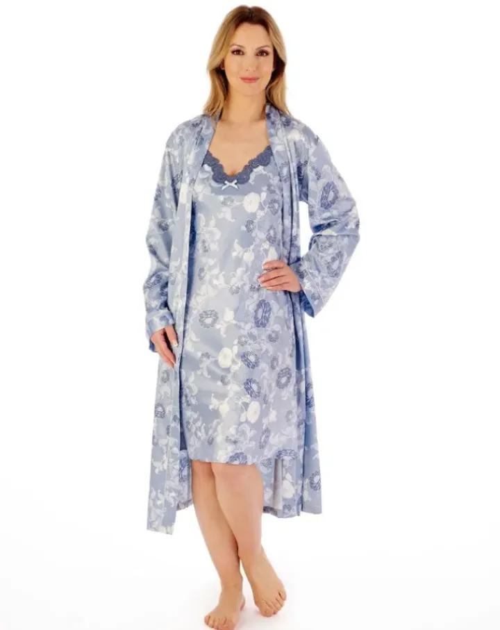Floral Satin 38" Chemise GL02720