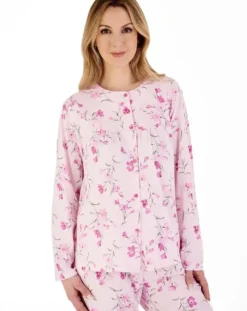 Floral Scroll Button Through Jersey Pyjama PJ88110