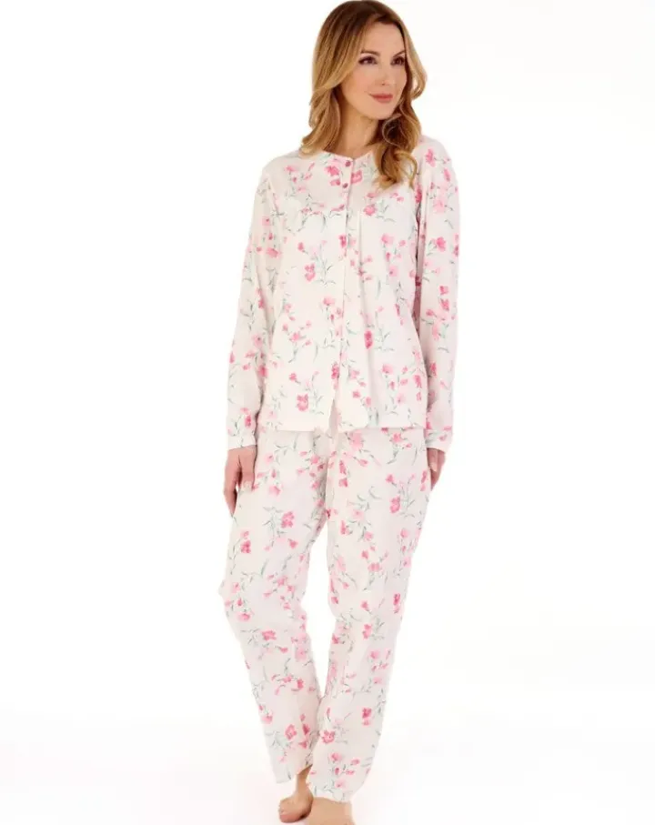 Floral Scroll Button Through Jersey Pyjama PJ88110