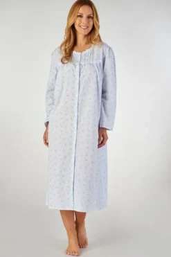 Floral Sprig 46" Button Through Woven Nightdress ND2202