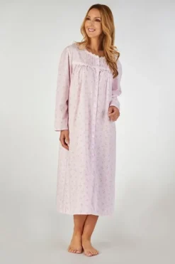 Floral Sprig 46" Button Through Woven Nightdress ND2202