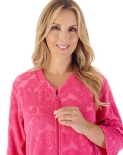 Floral Towelling 42" Zip Front Robe HC03311