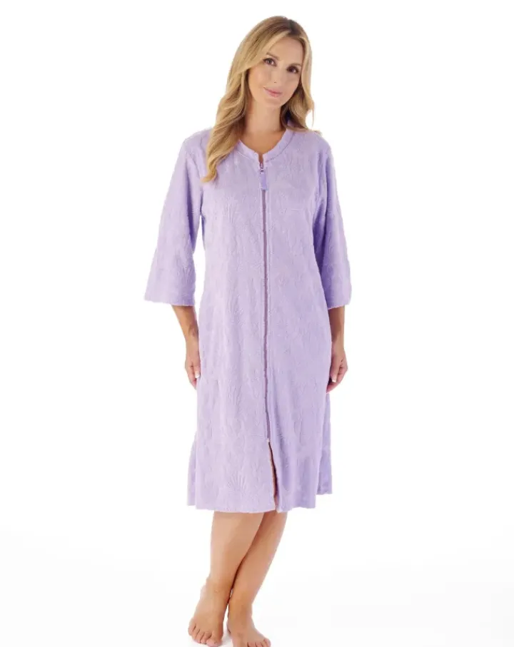Floral Towelling 42" Zip Front Robe HC03311