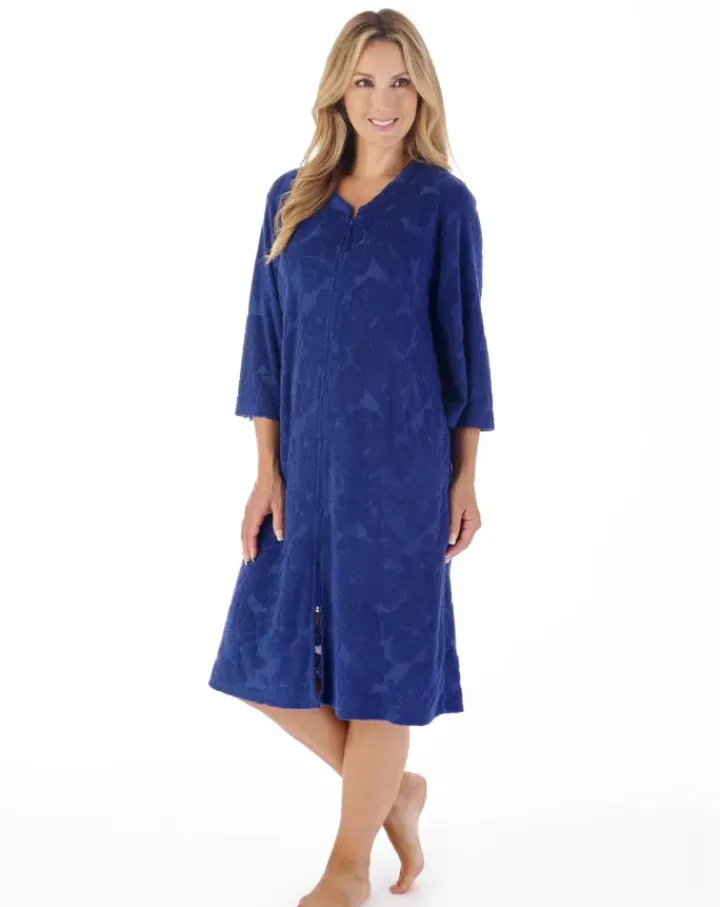 Floral Towelling 42" Zip Front Robe HC03311
