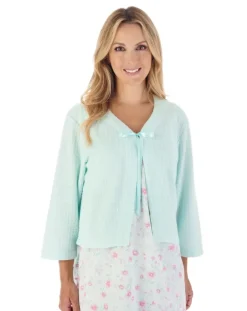 Houndstooth Knit Ribbon Tie Bed Jacket BJ3303
