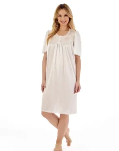 Knitted Satin Embroidered Trim 40" Nightdress ND55400