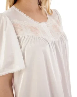 Knitted Satin Embroidered Trim 40" Nightdress ND55400