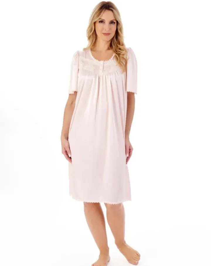 Knitted Satin Embroidered Trim 40" Nightdress ND55400