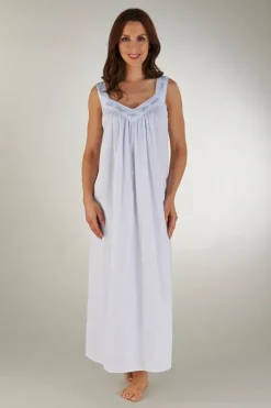 Lavender Embroidered V Panel 50" Woven Nightdress ND04251