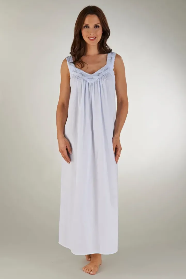 Lavender Embroidered V Panel 50" Woven Nightdress ND04251