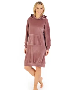 Lounge Velour Stripe 38" Hooded Nightdress GL06710