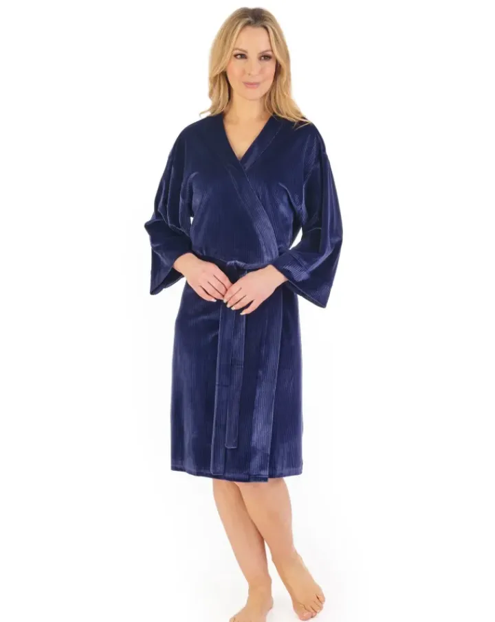 Lounge Velour Stripe 40" Kimono Wrap GL06713
