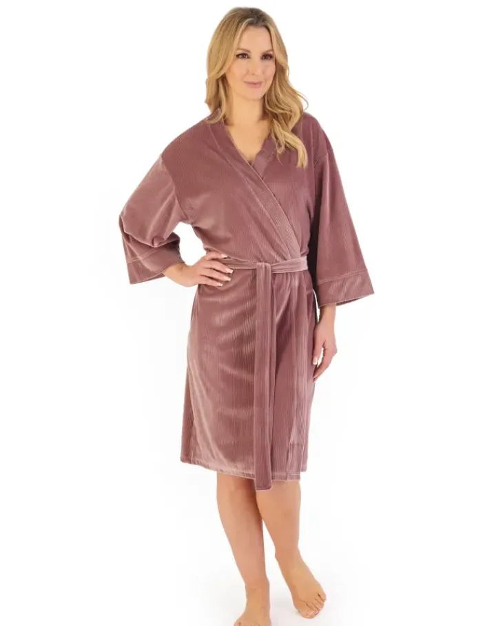 Lounge Velour Stripe 40" Kimono Wrap GL06713