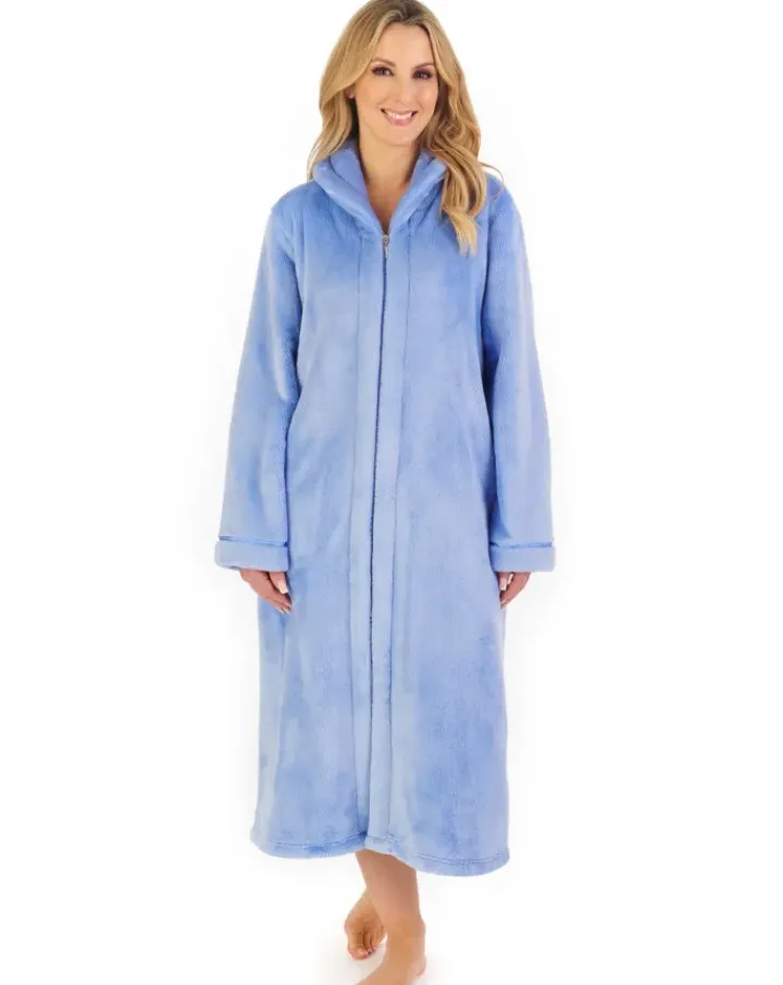 Luxury Flannel Fleece 46" Zip Through Housecoat HC4340