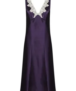 Luxury Satin 48" Nightdress with Lace Applique GL2765