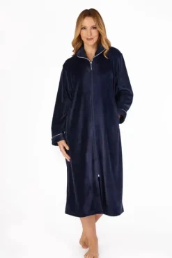 Luxury Solid Colour Velvet 46" Zip Through Housecoat GL4720