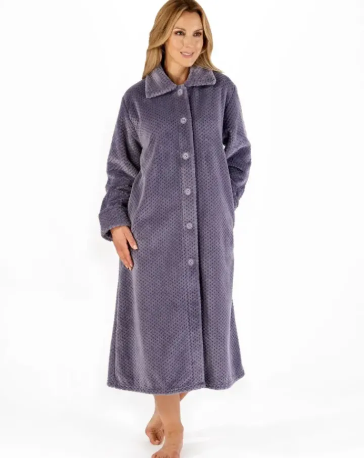 Luxury Waffle Fleece 46" Button Through Housecoat HC4327