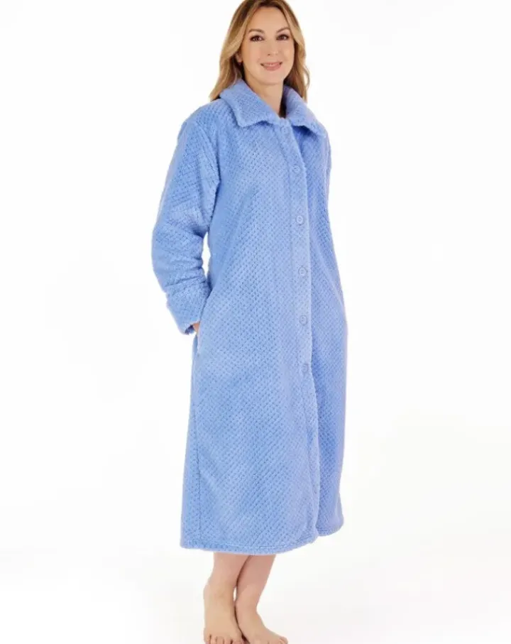 Luxury Waffle Fleece 46" Button Through Housecoat HC4327